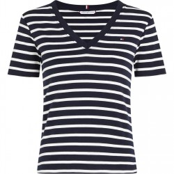 тениска,дамски,топове,tommy,hilfiger,v,neck,striped,t,shirt,breton,navy