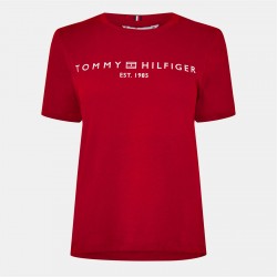 Тениска Tommy Hilfiger Women's Corp Logo Regular Fit T-Shirt - Regatta Red тениска,дамски,топове,tommy,hilfiger,women's,corp,logo,regular,fit,t,shirt,regatta,red