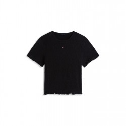Тениска Tommy Jeans Women's Smock Slim Fit T-Shirt - Black тениска,дамски,топове,tommy,jeans,women's,smock,slim,fit,t,shirt,black