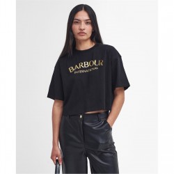 тениска,дамски,топове,barbour,international,milla,logo,cropped,t,shirt,black
