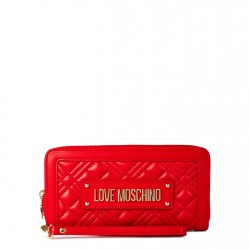 портмоне,всички,чанти,love,moschino,quilted,logo,zipped,purse,red