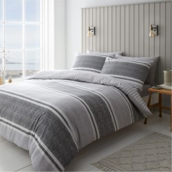 спално,бельо,и,комплекти,catherine,lansfield,banded,stripe,reversible,duvet,cover,set,charcoal,grey