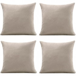 Alan Symonds Set of 4 Plain Chenille Velvet Cushions - Taupe подаръци,и,играчки,alan,symonds,set,of,4,plain,chenille,velvet,cushions,taupe