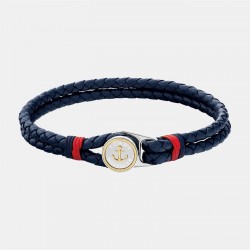 бижутерия,tommy,hilfiger,tommy,hilfiger,men’s,nautical,leather,bracelet,blue