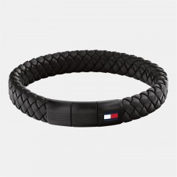 аксесоари,на,разпродажба,tommy,hilfiger,men's,round,braided,leather,bracelet,black