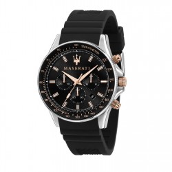 Часовник Maserati Men's Quartz Analogue Watch - Silver/Black часовник,часовници,maserati,men's,quartz,analogue,watch,silver,black