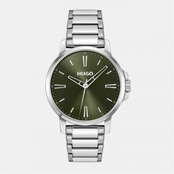 Часовник Hugo Gents HUGO #SMOOTH Stainless Steel Bracelet Watch with Green Dial - Silver часовник,часовници,hugo,gents,hugo,#smooth,stainless,steel,bracelet,watch,with,green,dial,silver