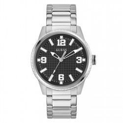 часовник,бижутерия,часовници,guess,men's,varsity,analogue,quartz,watch,black,silver