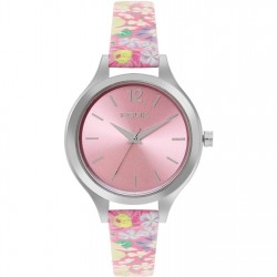 дамски,часовник,часовници,fcuk,floral,printed,strap,womens,watch,pink
