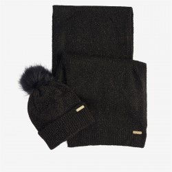 шал,плажни,шапки,barbour,international,sparkle,beanie,&amp;,scarf,gift,set,black,aw24