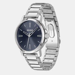 hugo,gents,hugo,smooth,stainless,steel,bracelet,watch,silver