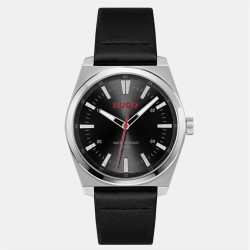 часовник,часовници,hugo,gents,hugo,#ark,black,leather,strap,watch,black