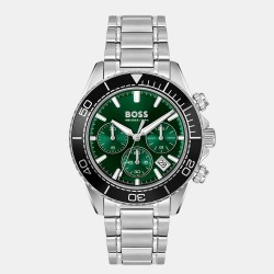 boss,gents,boss,sealiner,chrono,stainless,steel,watch,green,silver