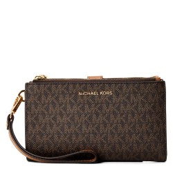 Дамско портмоне MICHAEL Michael Kors Womens Double Zip Wristlet Wallet on Chain - Brn/Acrn* дамско,портмоне,всички,чанти,michael,michael,kors,women,s,double,zip,wristlet,wallet,on,chain,brn,acrn