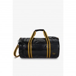 Fred Perry Classic Barrel Bag - Black/Gold 774 fred,perry,classic,barrel,bag,black,gold,774
