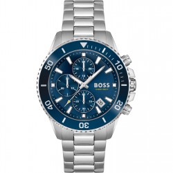 часовник,часовници,аксесоари,на,разпродажба,boss,gents,boss,admiral,stainless,steel,strap,watch,blue,silver