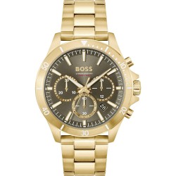 boss,men,s,troper,chronograph,44mm,water,resistant,analogue,quartz,watch,green,gold