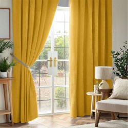 Alan Symonds Chenille Blackout Pencil Pleat Top Curtains - Ochre alan,symonds,chenille,blackout,pencil,pleat,top,curtains,ochre
