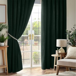 Alan Symonds Chenille Blackout Pencil Pleat Top Curtains - Green alan,symonds,chenille,blackout,pencil,pleat,top,curtains,green
