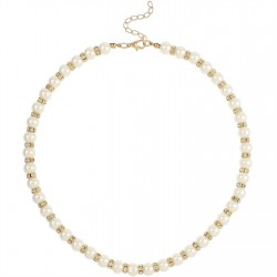 подаръци,и,играчки,mason,knight,yager,faux,6mm,pearl,and,crystal,bead,necklace,gold,and,white