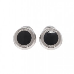 аксесоари,на,разпродажба,boss,men's,simony,polished,silver,tone,cufflinks,black