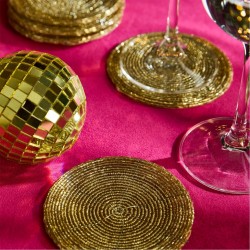 Biba Biba Beaded Coasters Set of 4 - Gold домашни,потреби,biba,biba,beaded,coasters,set,of,4,gold