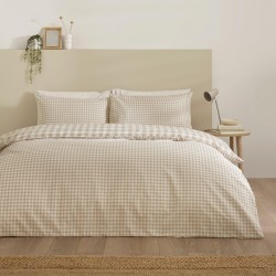 catherine,lansfield,bamford,gingham,check,duvet,cover,set,natural