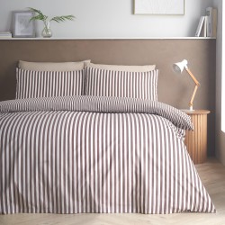 catherine,lansfield,epping,textured,stripe,duvet,cover,set,chocolate