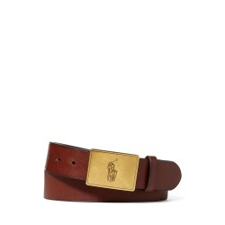 Колан Polo Ralph Lauren Mens Plaque Leather Belt - Brown колан,колани,polo,ralph,lauren,men,s,plaque,leather,belt,brown