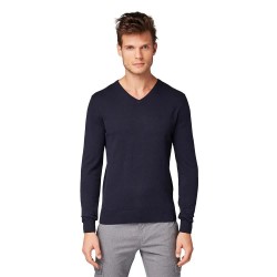 блуза,мъжки,пуловери,tom,tailor,simple,knitted,v,neck,sweater,blue,(knitted,navy,melange)