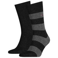 чорапи,мъжки,чорапи,tommy,hilfiger,rugby,socks,2,pairs,black,grey,(black)