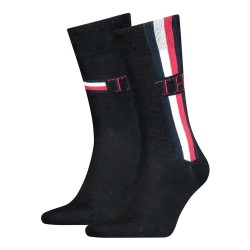чорапи,мъжки,чорапи,tommy,hilfiger,iconic,stripe,classic,socks,2,pairs,black,(black)