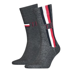 чорапи,мъжки,чорапи,tommy,hilfiger,iconic,stripe,classic,socks,2,pairs,middle,grey,melange,(grey)
