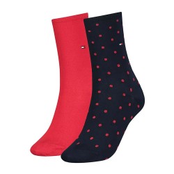 чорапи,дамски,чорапи,tommy,hilfiger,dot,classic,socks,2,pairs,red,navy,(red)