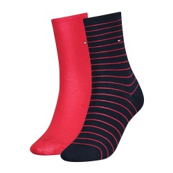 чорапи,дамски,чорапи,tommy,hilfiger,small,stripe,classic,socks,2,pairs,red,navy,(red)