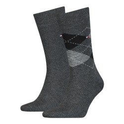 чорапи,мъжки,чорапи,tommy,hilfiger,check,classic,socks,2,pairs,anthracite,(grey)
