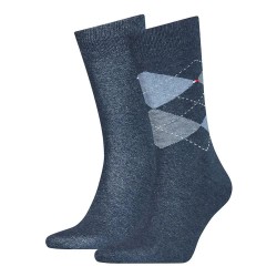 чорапи,мъжки,чорапи,tommy,hilfiger,check,classic,socks,2,pairs,jeans,(blue)
