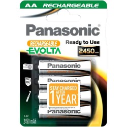 батерии,panasonic,1x4,nimh,mignon,aa,rechargeable,evolta,batteries,2450mah,white