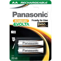 батерии,panasonic,1x2,nimh,mignon,aa,rechargeable,evolta,batteries,2450mah,white