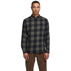 риза,с,дълъг,ръкав,мъжки,ризи,jack,&,jones,gingham,twill,long,sleeve,shirt,dusty,olive,slim,fit,(green)