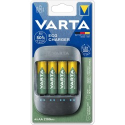 Varta Eco 4 AA Mignon 2100mAh 57680 101 451 battery charger - Black батерии,varta,eco,4,aa,mignon,2100mah,57680,101,451,battery,charger,black