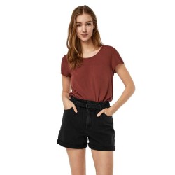 тениска,дамски,тениски,vero,moda,becca,plain,short,sleeve,t,shirt,sable,(red)