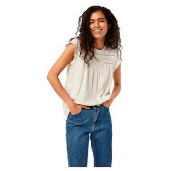 тениска,дамски,тениски,vero,moda,debbie,pleat,short,sleeve,t,shirt,white,(snow,white)
