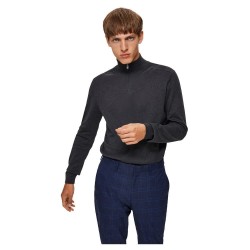 блуза,мъжки,пуловери,selected,berg,full,zip,sweater,grey,(antracit,detail,melange)