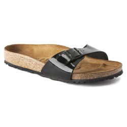 сандали,мъжки,сандали,дамски,сандали,и,чехли,birkenstock,madrid,birko,flor,enameled,narrow,sandals,brown,(black)
