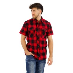 карирана,риза,мъжки,ризи,brandit,check,short,sleeve,shirt,red,black,(red)