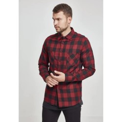 риза,с,дълъг,ръкав,мъжки,ризи,urban,classics,basic,flannel,long,sleeve,shirt,black,red,(black)
