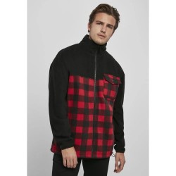 Яке Urban classics Patterned Polar Fleece Track jacket - Black (Black / Red) яке,мъжки,якета,urban,classics,patterned,polar,fleece,track,jacket,black,(black,red)