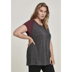 тениска,дамски,тениски,urban,classics,s,raglan,contract,short,sleeve,t,shirt,brown,(brown,red)