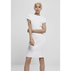 Рокля Urban classics Rib short sleeve dress - White (White) рокля,дамски,поли,и,рокли,urban,classics,rib,short,sleeve,dress,white,(white)